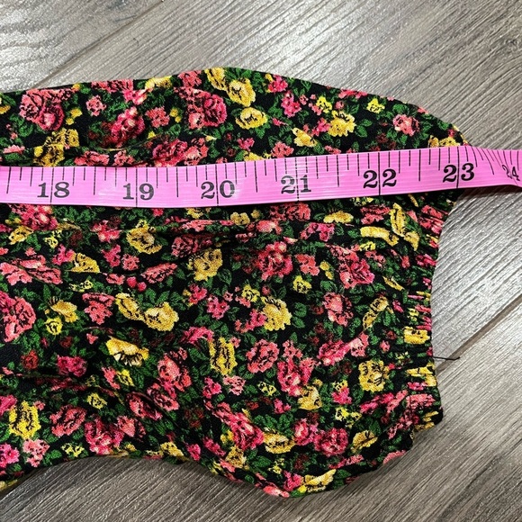 [L]AFRM Women's Floral Smocked Blouse Black and Pink LS - Picture 6 of 6